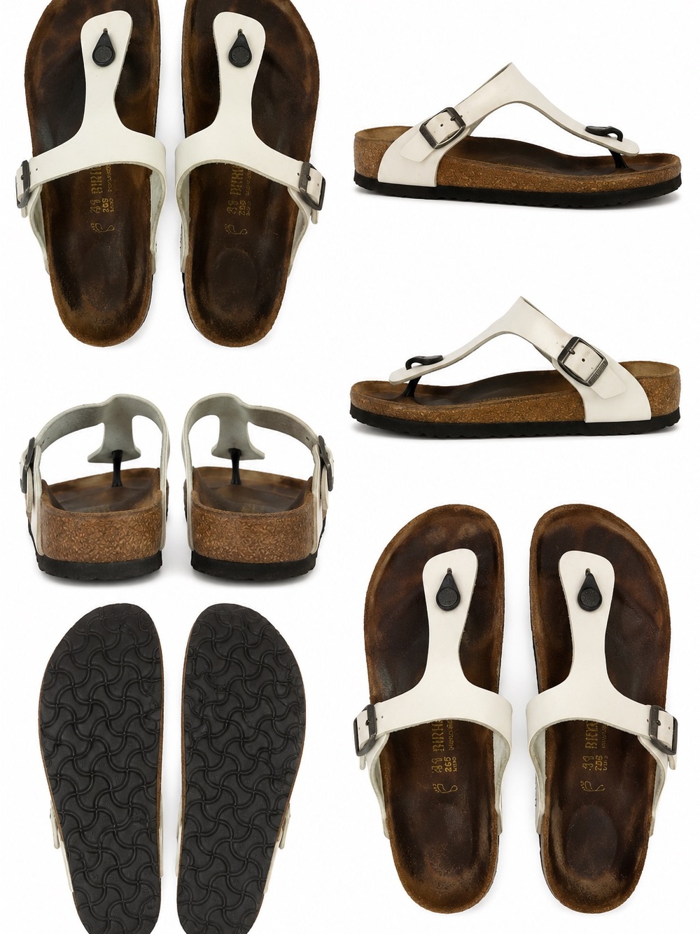 Birkenstock Gizeh Leather Pearl White Sandal EU 41